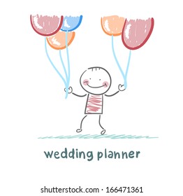 wedding planner with helium balloons