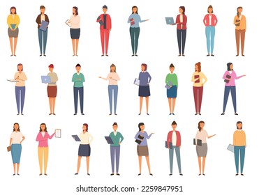 Wedding planner icons set cartoon vector. Woman organizer. Girl event