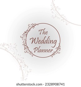 Wedding planner, wedding organizer logotype design. Simple and elegant wedding planner company logo with circle flower decoration