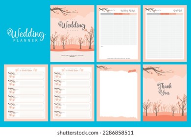 Wedding planner template KDP interior design. Wedding Planner Printable