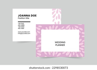 Wedding Planners business card template. A clean, modern, and high-quality design business card vector design. Editable and customize template business card