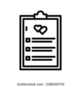 Wedding Planning Icon. Line Art Style Design Isolated On White Background