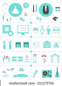 Wedding Planning Icons and Infographic Elements Set