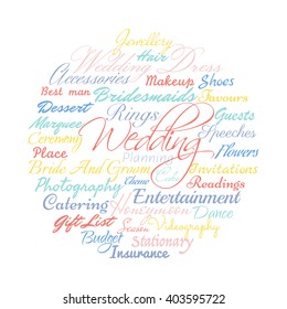 Wedding planning related words, Vector cloud.