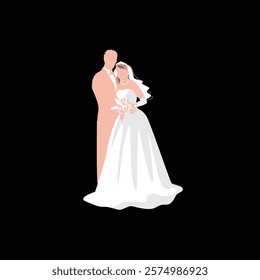 wedding pose silhouette couple vector