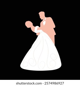 wedding pose silhouette couple vector