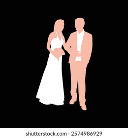 wedding pose silhouette couple vector