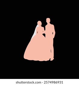 wedding pose silhouette couple vector