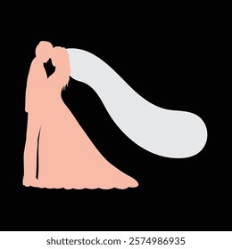 wedding pose silhouette couple vector