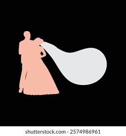 wedding pose silhouette couple vector