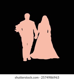 wedding pose silhouette couple vector