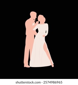 wedding pose silhouette couple vector