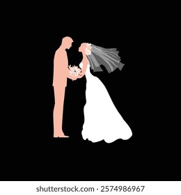 wedding pose silhouette couple vector