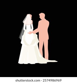 wedding pose silhouette couple vector