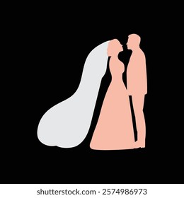 wedding pose silhouette couple vector