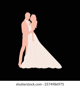 wedding pose silhouette couple vector