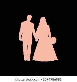 wedding pose silhouette couple vector