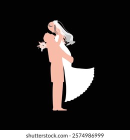 wedding pose silhouette couple vector