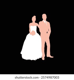 wedding pose silhouette couple vector