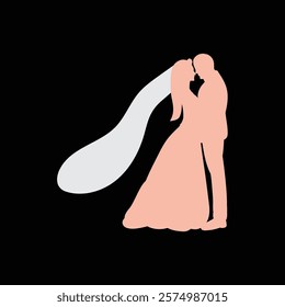 wedding pose silhouette couple vector