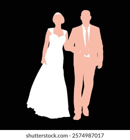 wedding pose silhouette couple vector