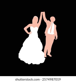 wedding pose silhouette couple vector