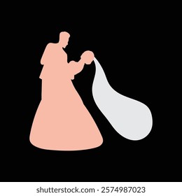 wedding pose silhouette couple vector