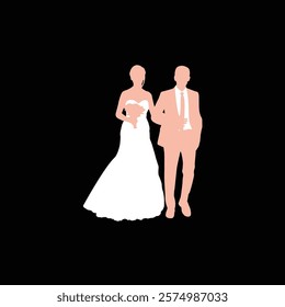 wedding pose silhouette couple vector