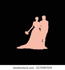 wedding pose silhouette couple vector