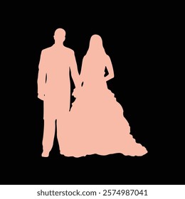 wedding pose silhouette couple vector