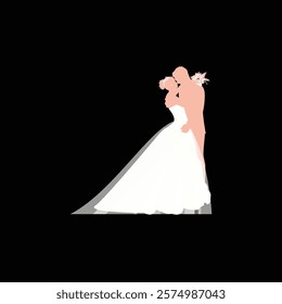 wedding pose silhouette couple vector