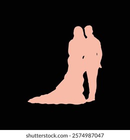 wedding pose silhouette couple vector