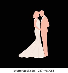 wedding pose silhouette couple vector