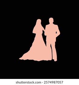 wedding pose silhouette couple vector