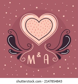 wedding postcard with initials template