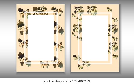 Wedding postcard. Postcard template decorated with bunches of grapes.
