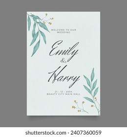 Wedding poster for welcome sign. Template welcome poster. Vector printable wedding props. Flyer design for welcome sign.