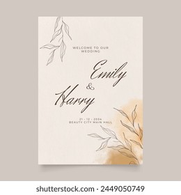 Wedding poster for welcome sign. Template welcome poster. Vector printable wedding props. Flyer design for welcome sign.