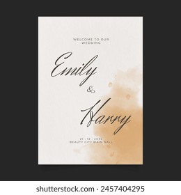 Wedding poster for welcome sign. Template welcome poster. Vector printable wedding props. Flyer design for welcome sign.