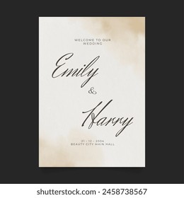 Wedding poster for welcome sign. Template welcome poster. Vector printable wedding props. Flyer design for welcome sign.