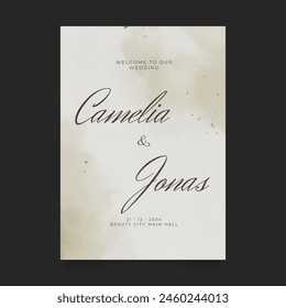 Afiche de Boda para el cartel de bienvenida. Póster de bienvenida de Plantilla. Vector de accesorios de boda imprimibles. Diseño del volante para la señal de bienvenida.