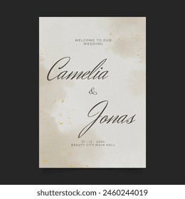 Afiche de Boda para el cartel de bienvenida. Póster de bienvenida de Plantilla. Vector de accesorios de boda imprimibles. Diseño del volante para la señal de bienvenida.