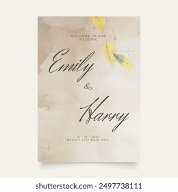 Wedding poster for welcome sign. Template welcome poster. Vector printable wedding props. Flyer design for welcome sign.