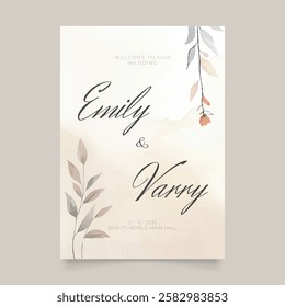 Wedding poster for welcome sign. Template welcome poster. Vector printable wedding props. Flyer design for welcome sign.