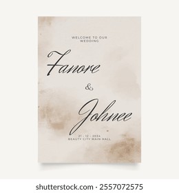 Wedding poster for welcome sign. Vector printable wedding props. Flyer design for welcome sign ready to print template.