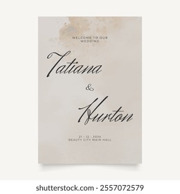 Wedding poster for welcome sign. Vector printable wedding props. Flyer design for welcome sign ready to print template.