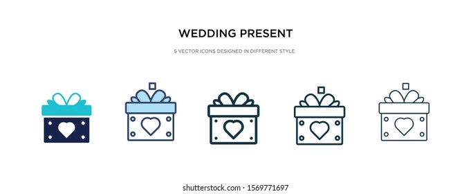 wedding present icon in different style vector illustration. two colored and black wedding present vector icons designed in filled, outline, line and stroke style can be used for web, mobile, ui