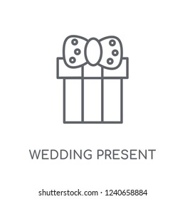 wedding Present linear icon. Modern outline wedding Present logo concept on white background from Birthday party and wedding collection. Suitable for use on web apps, mobile apps and print media.