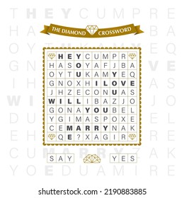 Wedding Proposal Crossword, Marry Me Card