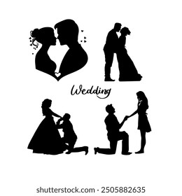 Wedding Proposal Illustration Timeless Wedding Couple Silhouette Designs for Lasting Memories.